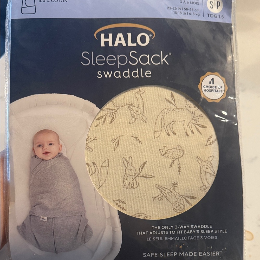 Halo SleepSack Swaddle - Cream with Gray Woodland Animal Print